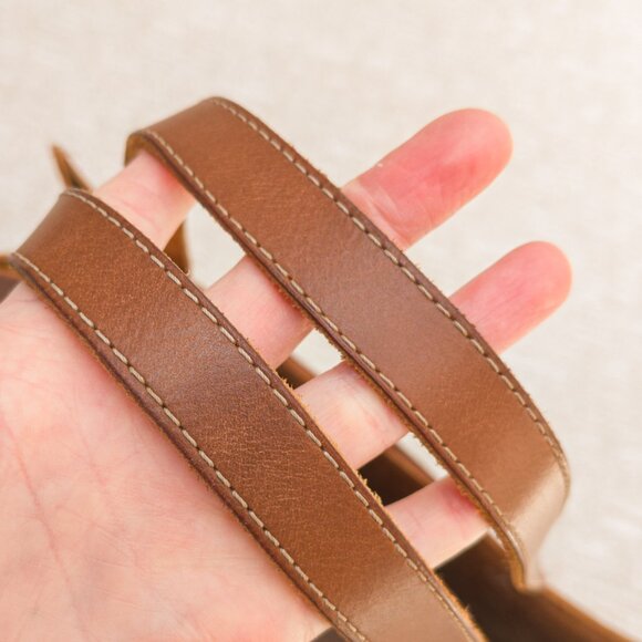 Oversized Hand-Stitched Veg-Tan Leather Tote (16” × 12.5” × 4.5”) - Picture 7 of 14